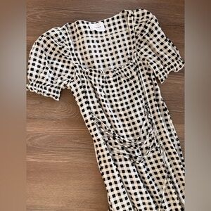 Sleeper Monochrome Plaid Linen Dress